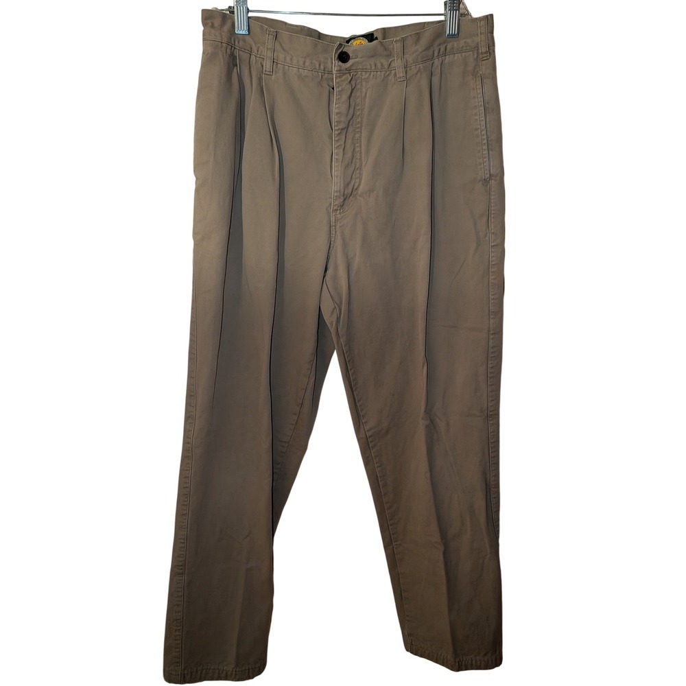 Cabelas Mens Pleated Chino‎ Pants Cotton Twill Flannel Lined Trousers 34/32